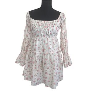 SHEIN Womens Y2K Fairy Coquette Smocked Mini Dress Size S Cottagecore Soft Girl